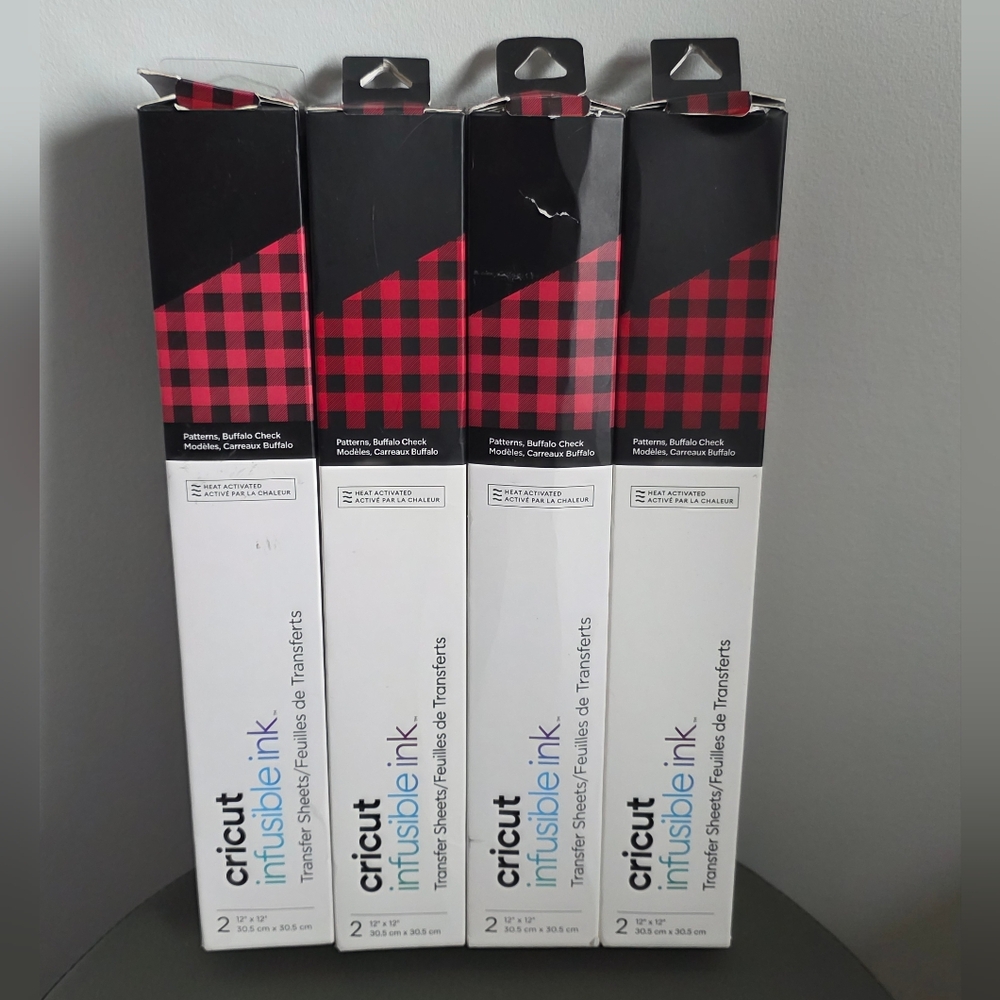 Cricut Infusible Ink Transfer Sheets Buffalo Check Red Black 12x12 SET of 4